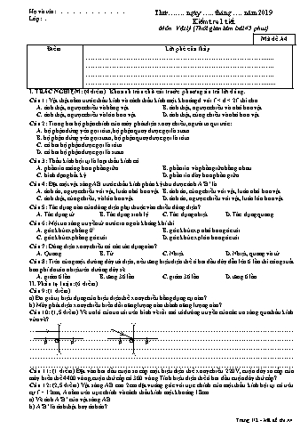 Đề kiểm tra 1 tiết học kì II môn Vật lí Lớp 9 - Mã đề A4 - Năm học 2018-2019 - Trường THCS Long Thành