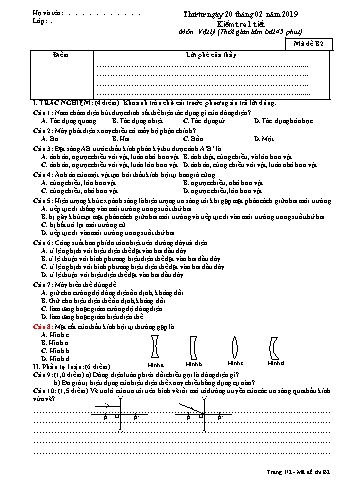 Đề kiểm tra 1 tiết học kì II môn Vật lí Lớp 9 - Mã đề B2 - Năm học 2018-2019 - Trường THCS Long Thành