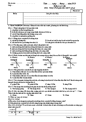 Đề kiểm tra 1 tiết học kì II môn Vật lí Lớp 9 - Mã đề C1 - Năm học 2018-2019 - Trường THCS Long Thành