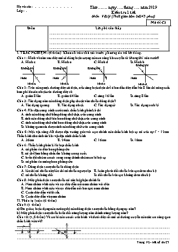 Đề kiểm tra 1 tiết học kì II môn Vật lí Lớp 9 - Mã đề C3 - Năm học 2018-2019 - Trường THCS Long Thành