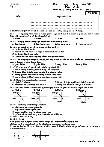 Đề kiểm tra 45 phút học kì II môn Vật lí Lớp 9 - Mã đề B3 - Năm học 2018-2019