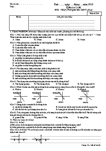 Đề kiểm tra 45 phút học kì II môn Vật lí Lớp 9 - Mã đề B4 - Năm học 2018-2019