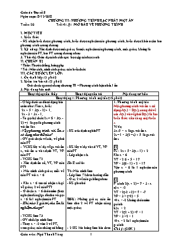 Giáo án Đại số Lớp 8 - Tuần 20 - Năm học 2018-2019 - Ngô Thanh Tùng