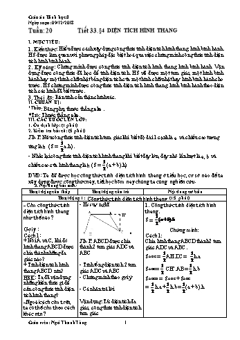 Giáo án Hình học Lớp 8 - Tuần 20 - Năm học 2018-2019 - Ngô Thanh Tùng