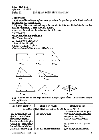 Giáo án Hình học Lớp 8 - Tuần 21 - Năm học 2018-2019 - Ngô Thanh Tùng