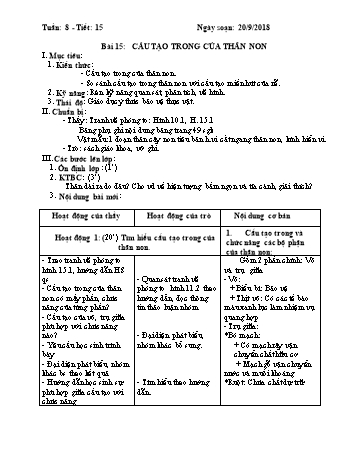 Giáo án Sinh học Lớp 6 - Tuần 8 - Năm học 2018-2019 - Trường THCS Long Thành