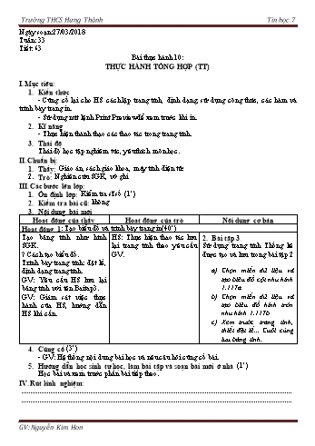 Giáo án Tin học Lớp 7 - Tuần 33 - Năm học 2017-2018 - Nguyễn Kim Hon