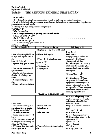 Giáo án Tự chọn Toán Lớp 8 - Tuần 20 - Năm học 2018-2019 - Ngô Thanh Tùng