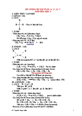 Đề cương ôn tập Tuần 24 đến 27 môn Hóa học Lớp 9 - Trường THCS Ngô Quang Nhã