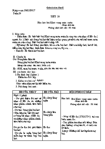 Giáo án Âm nhạc Lớp 8 - Tuần 20 - Năm học 2017-2018 - Trường THCS Ngô Quang Nhã