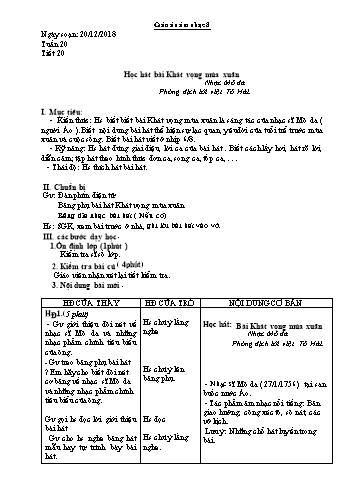Giáo án Âm nhạc Lớp 8 - Tuần 20 - Năm học 2018-2019 - Trường THCS Ngô Quang Nhã