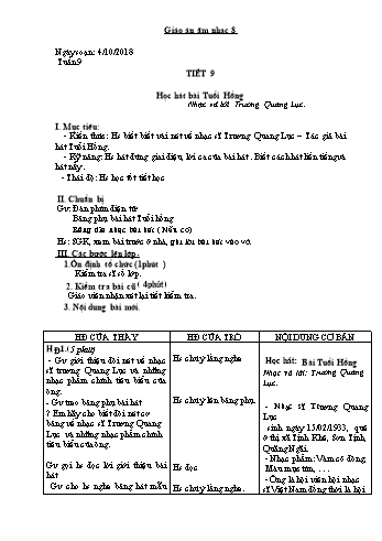 Giáo án Âm nhạc Lớp 8 - Tuần 9 - Năm học 2018-2019 - Trường THCS Ngô Quang Nhã