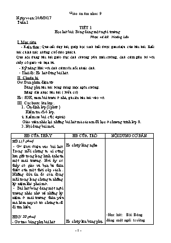 Giáo án Âm nhạc Lớp 9 - Tuần 1 - Năm học 2017-2018 - Trường THCS Ngô Quang Nhã