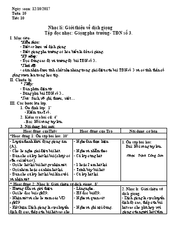 Giáo án Âm nhạc Lớp 9 - Tuần 10 - Năm học 2017-2018 - Trường THCS Ngô Quang Nhã