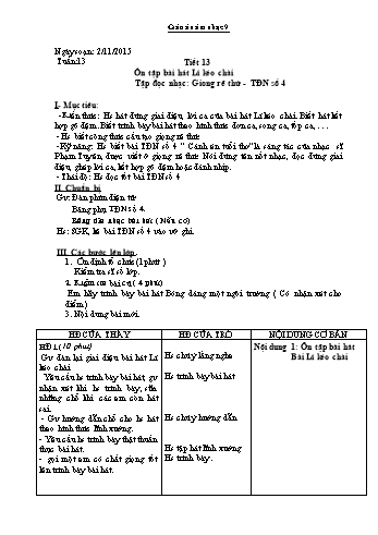 Giáo án Âm nhạc Lớp 9 - Tuần 13 - Trường THCS Ngô Quang Nhã