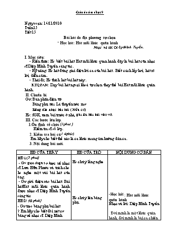 Giáo án Âm nhạc Lớp 9 - Tuần 15 - Năm học 2018-2019 - Trường THCS Ngô Quang Nhã
