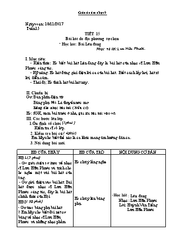 Giáo án Âm nhạc Lớp 9 - Tuần 16 - Năm học 2017-2018 - Trường THCS Ngô Quang Nhã