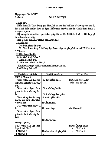 Giáo án Âm nhạc Lớp 9 - Tuần 17 - Năm học 2017-2018 - Trường THCS Ngô Quang Nhã