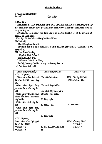 Giáo án Âm nhạc Lớp 9 - Tuần 17 - Năm học 2018-2019 - Trường THCS Ngô Quang Nhã