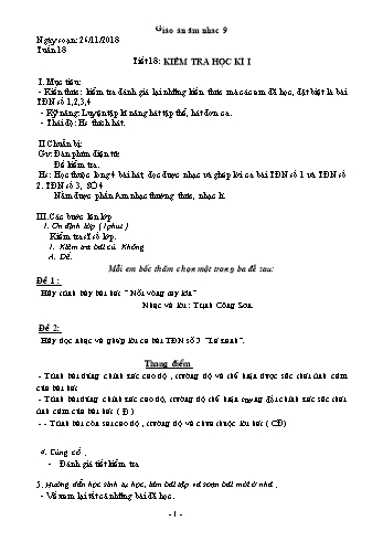 Giáo án Âm nhạc Lớp 9 - Tuần 18 - Năm học 2018-2019 - Trường THCS Ngô Quang Nhã