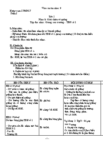 Giáo án Âm nhạc Lớp 9 - Tuần 2 - Năm học 2017-2018 - Trường THCS Ngô Quang Nhã