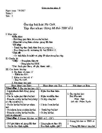 Giáo án Âm nhạc Lớp 9 - Tuần 5 - Năm học 2017-2018 - Trường THCS Ngô Quang Nhã