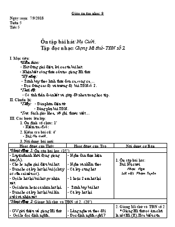 Giáo án Âm nhạc Lớp 9 - Tuần 5 - Năm học 2018-2019 - Trường THCS Ngô Quang Nhã