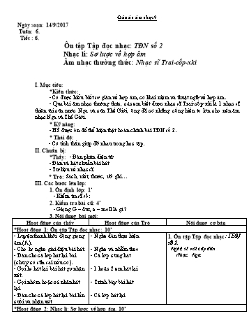 Giáo án Âm nhạc Lớp 9 - Tuần 6 - Năm học 2017-2018 - Trường THCS Ngô Quang Nhã