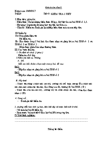 Giáo án Âm nhạc Lớp 9 - Tuần 8 - Năm học 2017-2018 - Trường THCS Ngô Quang Nhã
