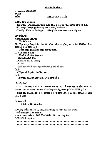 Giáo án Âm nhạc Lớp 9 - Tuần 8 - Năm học 2018-2019 - Trường THCS Ngô Quang Nhã