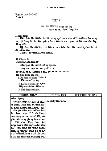 Giáo án Âm nhạc Lớp 9 - Tuần 9 - Năm học 2017-2018 - Trường THCS Ngô Quang Nhã