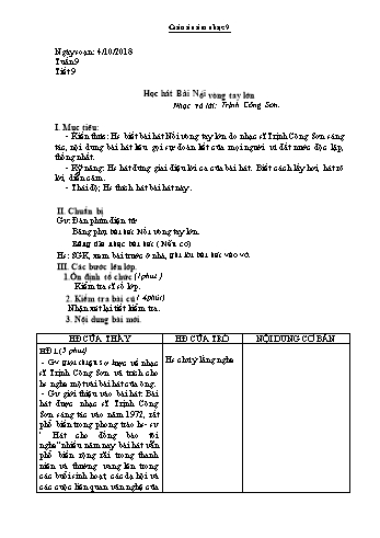Giáo án Âm nhạc Lớp 9 - Tuần 9 - Năm học 2018-2019 - Trường THCS Ngô Quang Nhã