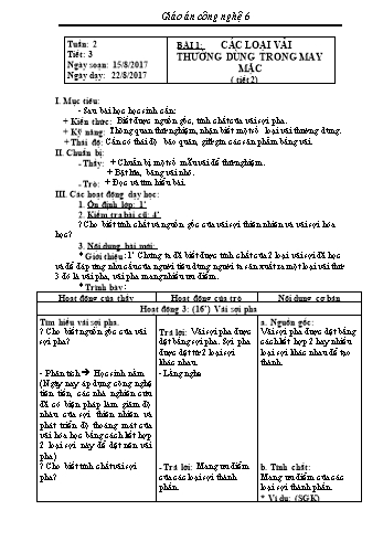 Giáo án Công nghệ Lớp 6 - Tuần 2 - Năm học 2017-2018 - Trương Thị Kiều Linh
