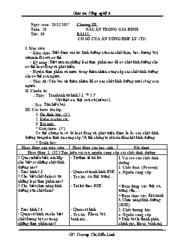 Giáo án Công nghệ Lớp 6 - Tuần 20 - Năm học 2017-2018 - Trương Thị Kiều Linh