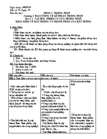 Giáo án Công nghệ Lớp 7 - Tuần 1 - Năm học 2018-2019 - Trường THCS Ngô Quang Nhã