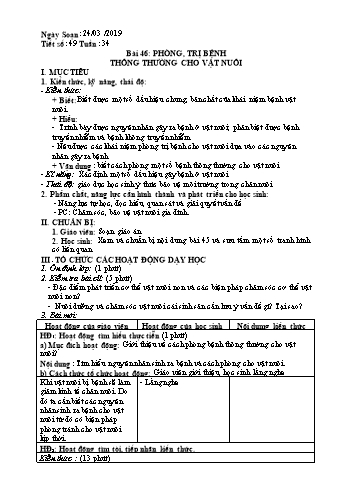 Giáo án Công nghệ Lớp 7 - Tuần 34 - Năm học 2018-2019 - Trường THCS Ngô Quang Nhã