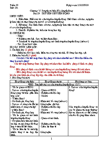 Giáo án Công nghệ Lớp 8 - Tuần 20 - Năm học 2018-2019 - Trường THCS Ngô Quang Nhã