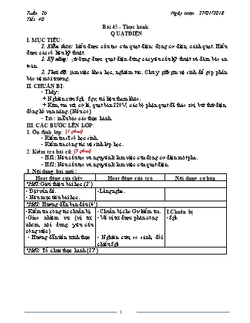 Giáo án Công nghệ Lớp 8 - Tuần 26 - Năm học 2017-2018 - Trường THCS Ngô Quang Nhã