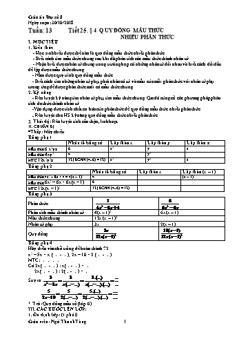 Giáo án Đại số Lớp 8 - Tuần 13 - Năm học 2018-2019 - Ngô Thanh Tùng