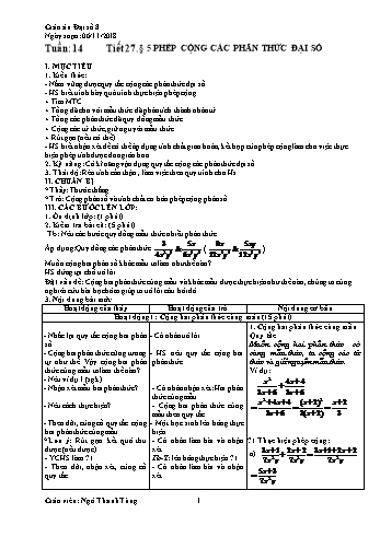 Giáo án Đại số Lớp 8 - Tuần 14 - Năm học 2018-2019 - Ngô Thanh Tùng