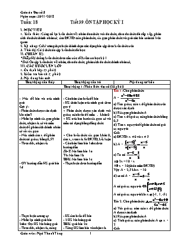 Giáo án Đại số Lớp 8 - Tuần 18 - Năm học 2018-2019 - Ngô Thanh Tùng