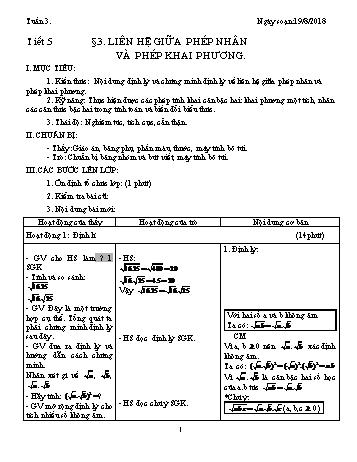 Giáo án Đại số Lớp 9 - Tuần 3 - Năm học 2018-2019 - Trường THCS Ngô Quang Nhã