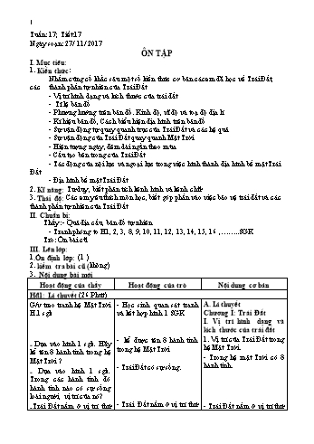 Giáo án Địa lí Lớp 6 - Tiết 17: Ôn tập - Năm học 2017-2018 - Trường THCS Ngô Quang Nhã