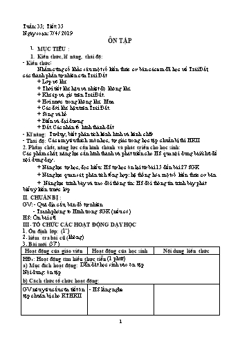 Giáo án Địa lí Lớp 6 - Tiết 35: Ôn tập - Năm học 2018-2019 - Trường THCS Ngô Quang Nhã
