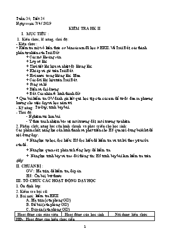 Giáo án Địa lí Lớp 6 - Tiết 36: Kiểm tra học kì II - Năm học 2018-2019 - Trường THCS Ngô Quang Nhã