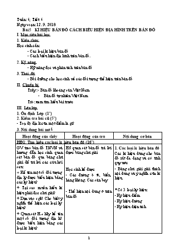 Giáo án Địa lí Lớp 6 - Tiết 6: Kí hiệu bản đồ cách biểu hiện địa hình trên bản đồ - Năm học 2018-2019 - Trường THCS Ngô Quang Nhã