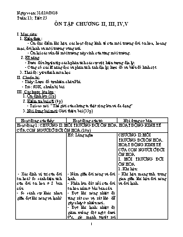 Giáo án Địa lí Lớp 7 - Tuần 13 - Năm học 2018-2019 - Trường THCS Ngô Quang Nhã