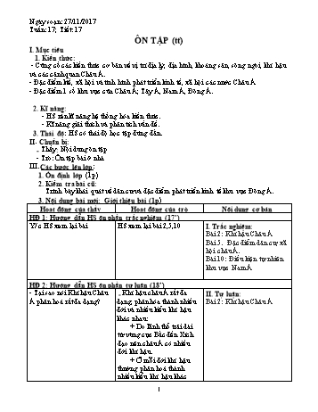Giáo án Địa lí Lớp 8 - Tiết 17: Ôn tập (Tiếp theo) - Năm học 2017-2018 - Trường THCS Ngô Quang Nhã