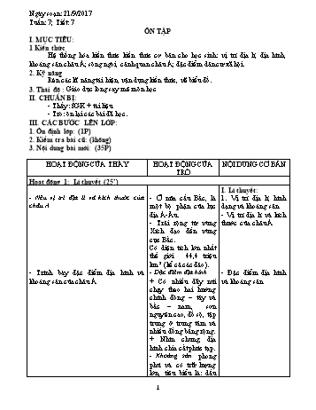 Giáo án Địa lí Lớp 8 - Tiết 7: Ôn tập - Năm học 2017-2018 - Trường THCS Ngô Quang Nhã