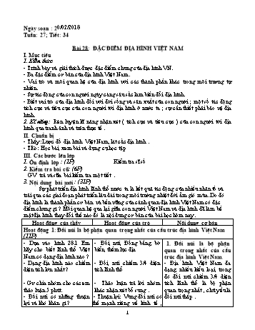 Giáo án Địa lí Lớp 8 - Tuần 27 - Năm học 2017-2018 - Trường THCS Ngô Quang Nhã